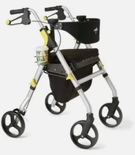 Medline MDS86845BLKM Premium Empower Folding Rollator Walker - Black