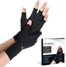 Copper Fingerless Arthritis Gloves Breathable Pain Relief for Men & Women Large