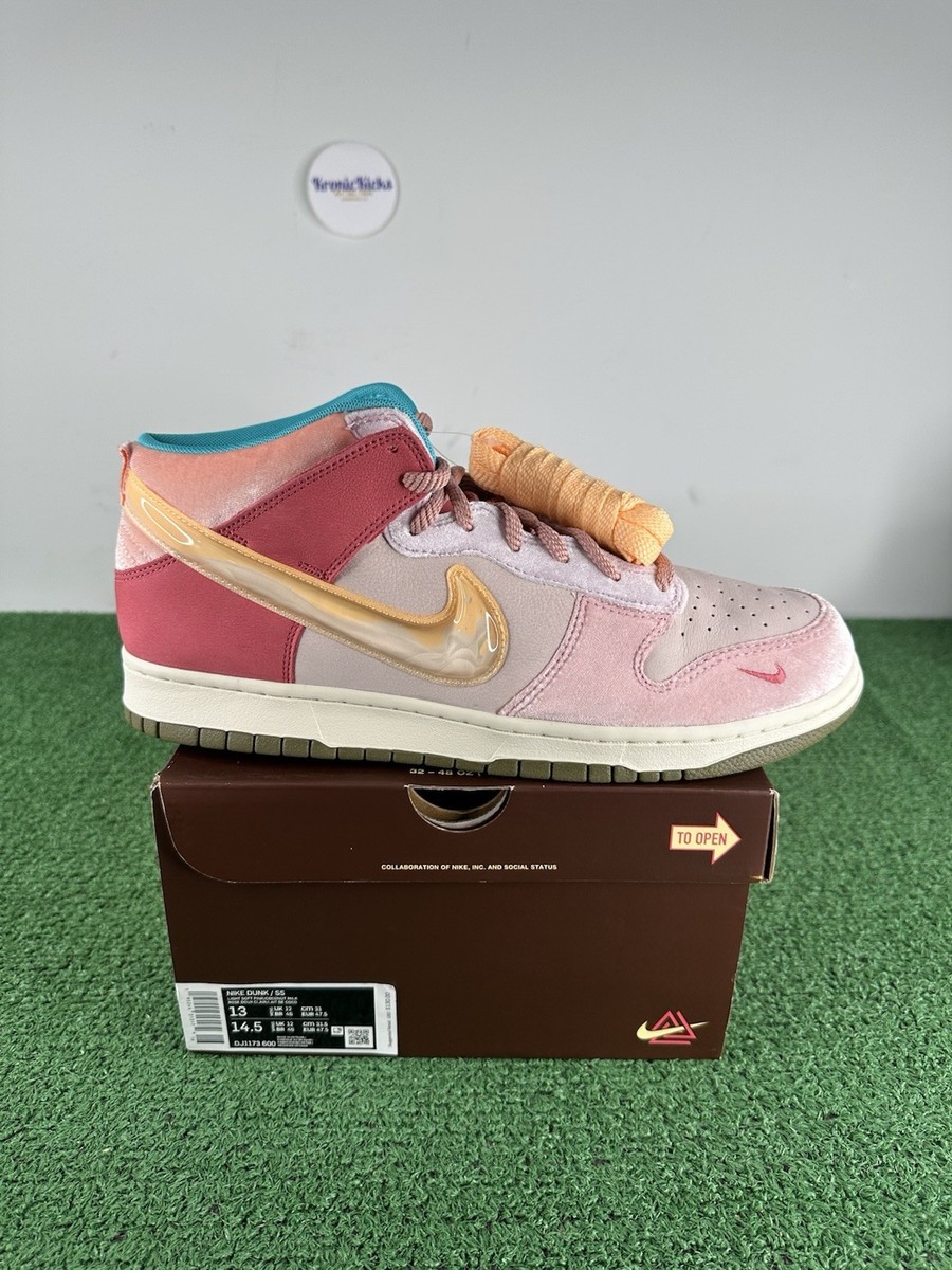 Size 13 Nike Social Status x Dunk Mid Strawberry Milk New