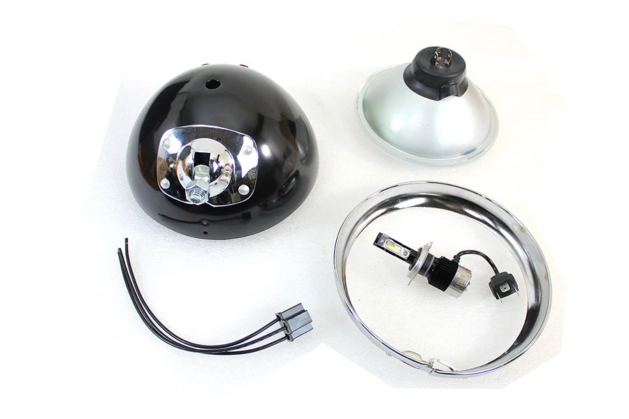 7 英寸 12 伏 LED 车头灯黑色适合哈雷戴维森 — 第 3/4 张图片