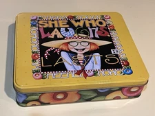 Vintage Mary Engelbreit Hinged Tin Metal Box 8”x7”x2" JCPenney Crafts Box Desk