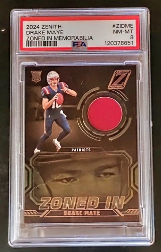 2024 Panini Zenith - Zoned in Drake Maye #ZI-DME (MEM, RC) PSA 8