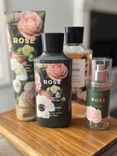 Bath Body Works ROSE 4 Piece Gift Set Lotion, Fragrance Mist, Body Wash, Cream