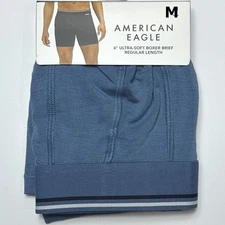 American Eagle 6" Ultra Soft Boxer Brief Regular Length MEDIUM Blue