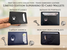 Personalized Leather Bat Wallet Superhero Mask Card Holder Heroic ID Wallet