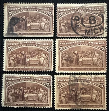 1893 US 1 Random 5c Colombian Exposition Stamp Used, SC#234 (CV $8.50)