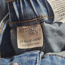 Terra  Sky Stretch Button Light Blue Denim 5-Pocket Plus Jeans Women