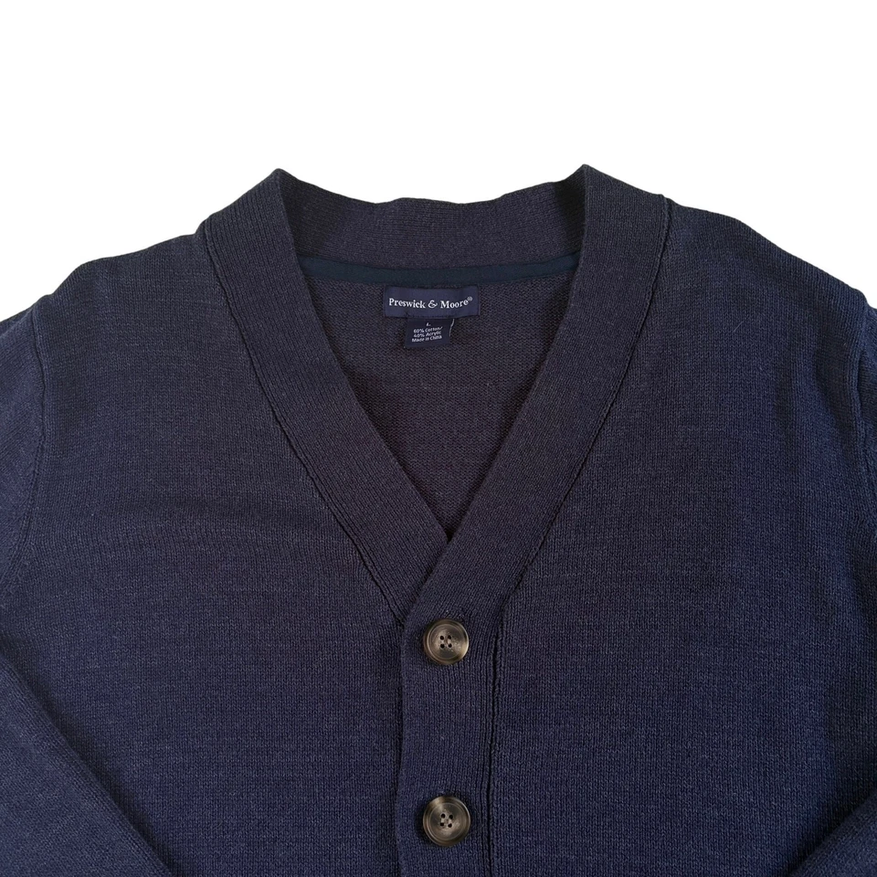 Cardigan Sweater Mens Large Blue Button Front Long Sleeve Grandpa Old Man Grunge - Image 3 of 4