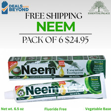 6 Pack Neem Toothpaste 5 in 1 Essential Palace 100 Fluoride Free Vegetable Base