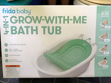 Frida Baby 4-in-1 Grow-With-Me Bath Tub Adjustable Seat Bar White/Green 0-24M