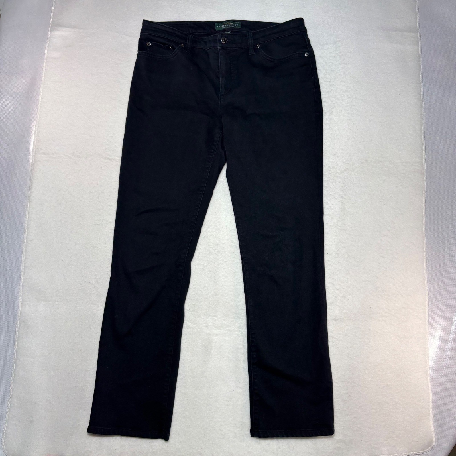 Lauren Ralph Lauren Black Straight Leg Jeans Womens 10 Mid Rise Denim Pants