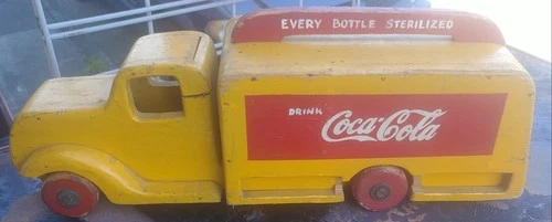 RARE, VINTAGE OLD COCA COLA WOODEN  TRUCK ,ANTIQUE, LARGE 18" LONG,FREE SHIPPING