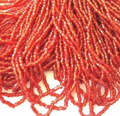 9/0 Charlotte 3Cut Czech PRECIOSA Silver Lined Fire Red Seed Beads- Full Hank