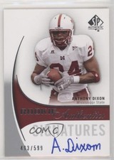 2010 SP Authentic Rookie Authentics Signatures /599 Anthony Dixon #182 Auto kx2