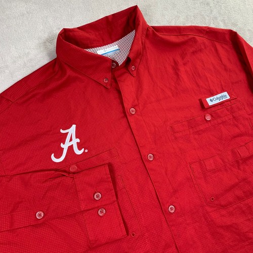 Columbia, Columbia PFG Fishing Shirt Mens Large Red Alabama Crimson Tide Tamiami XM2780