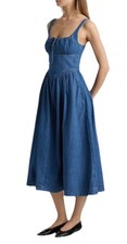 Reformation Balia Denim Fit & Flare Midi-Dress Size - 0