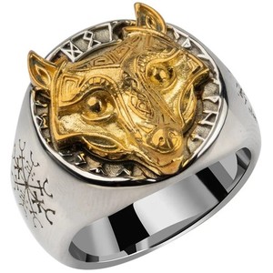 Authentic Wolf Ring 18K Gold Plated Viking Fenrir Men's Ring