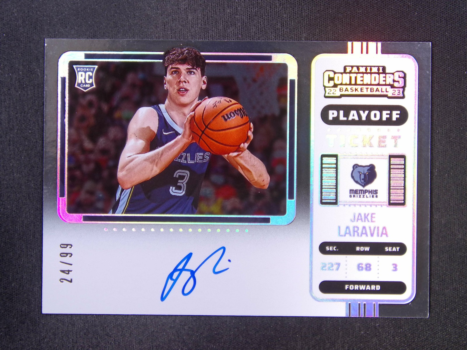 2022-23 Panini Contenders Jake Laravia #120 RC Playoff Ticket Auto /99