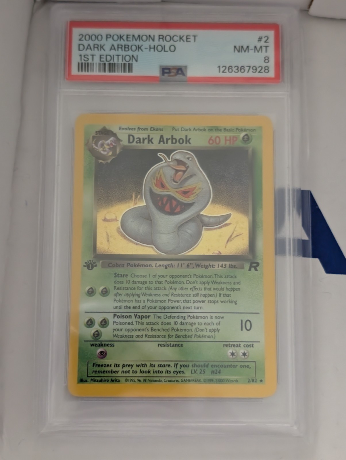 2000 POKEMON ROCKET 1ST EDITION #2 DARK ARBOK-HOLO PSA 8
