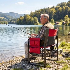 Outdoor Camping Chair for Adults, Heavy Duty Lawn Chair w/Cup Holder Side Pocket