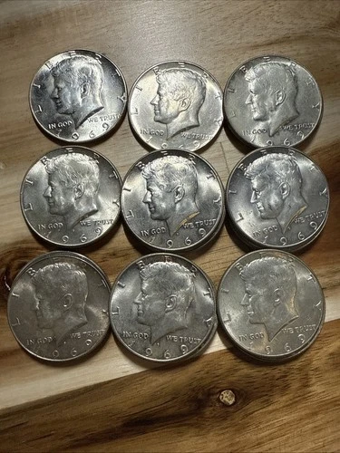 1969-D Kennedy Half Dollar 20-Coin Roll BU - 40% Silver!
