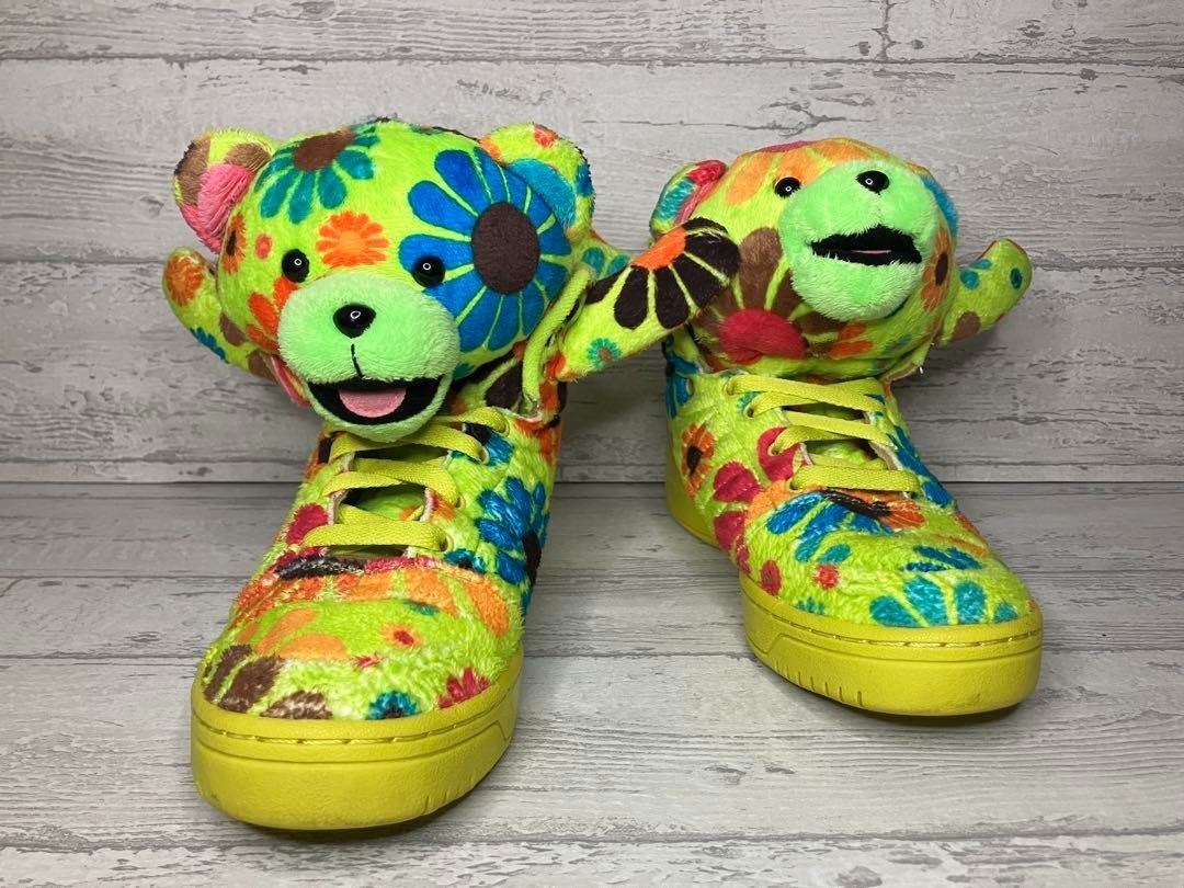 Jeremy Scott adidas Sneakers Shoes Neon Yellow Bear Plush Toy High
