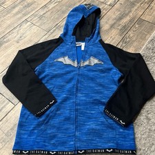 Batman Youth Full Zip Hoodie Size Large 14/16 Blue S2