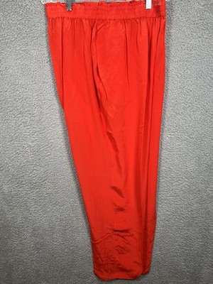 VTG Diane Gilman Silk Sz P1X Wide Leg Palazzo Pants Womens Elastic Waist RED EUC