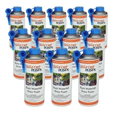 12 Pack Waterfall Foam Sealant Black Spray for Ponds & Rock Gaps 16oz Each