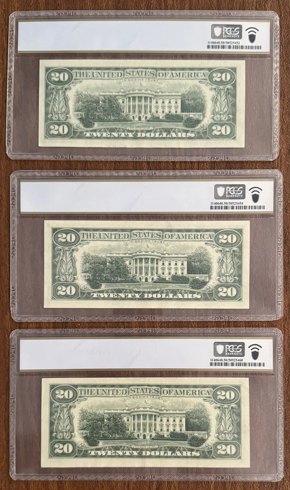 3PC LOT $20 1963A FEDERAL RESERVE NOTES NEW YORK PCGS 50PPQ FR#2066-B - Image 2 of 2