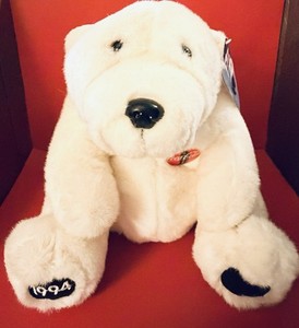 Vintage Coca-Cola Polar Bear 1994 Red Coca Cola Logo Polar Bear 12” Tall Exc HTF
