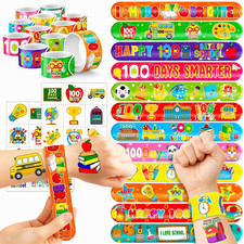 48 PCS 100 Days of School Party Favors - 24 Temporary Pre - Cut Tattoos  24 Sla