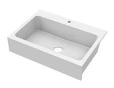 nuie White Kitchen Sink 34 inch Plain Single Bowl Drop In Farmhouse Sink with 3T