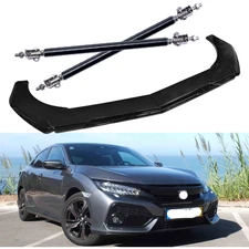 For Honda Civic Front Bumper Lip Splitter Spoiler Glossy Black Body Kit