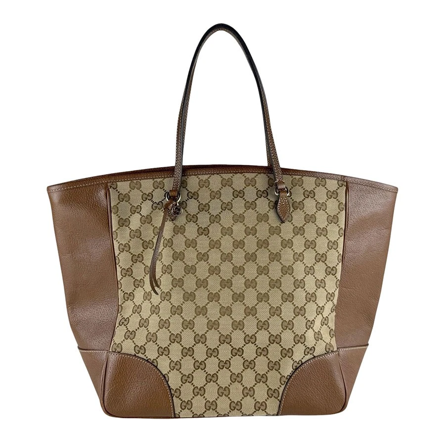 Gucci — Auth GUCCI Handbag Brown GG Canvas/Leather - z9926