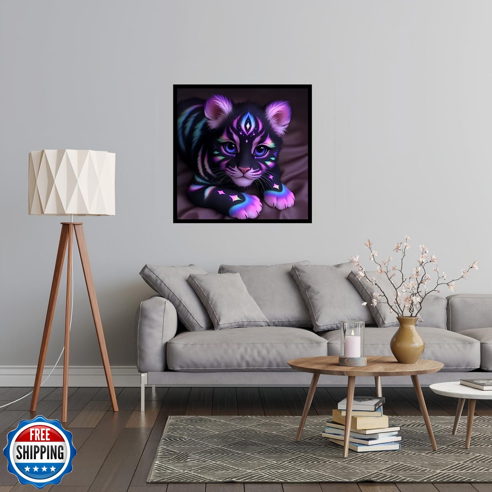 JYXSJYYD 5D DIY Tiger Diamond Art Kits for Adults,Purple Tiger Di