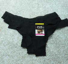 Maidenform Underwear Womens 6 Medium Black Thong V Back 3 Pairs