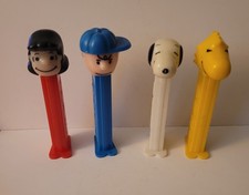 PEZ CANDY DISPENSERS Peanuts Gang Lucy Charlie Snoopy Woodstock SET of FOUR 1990