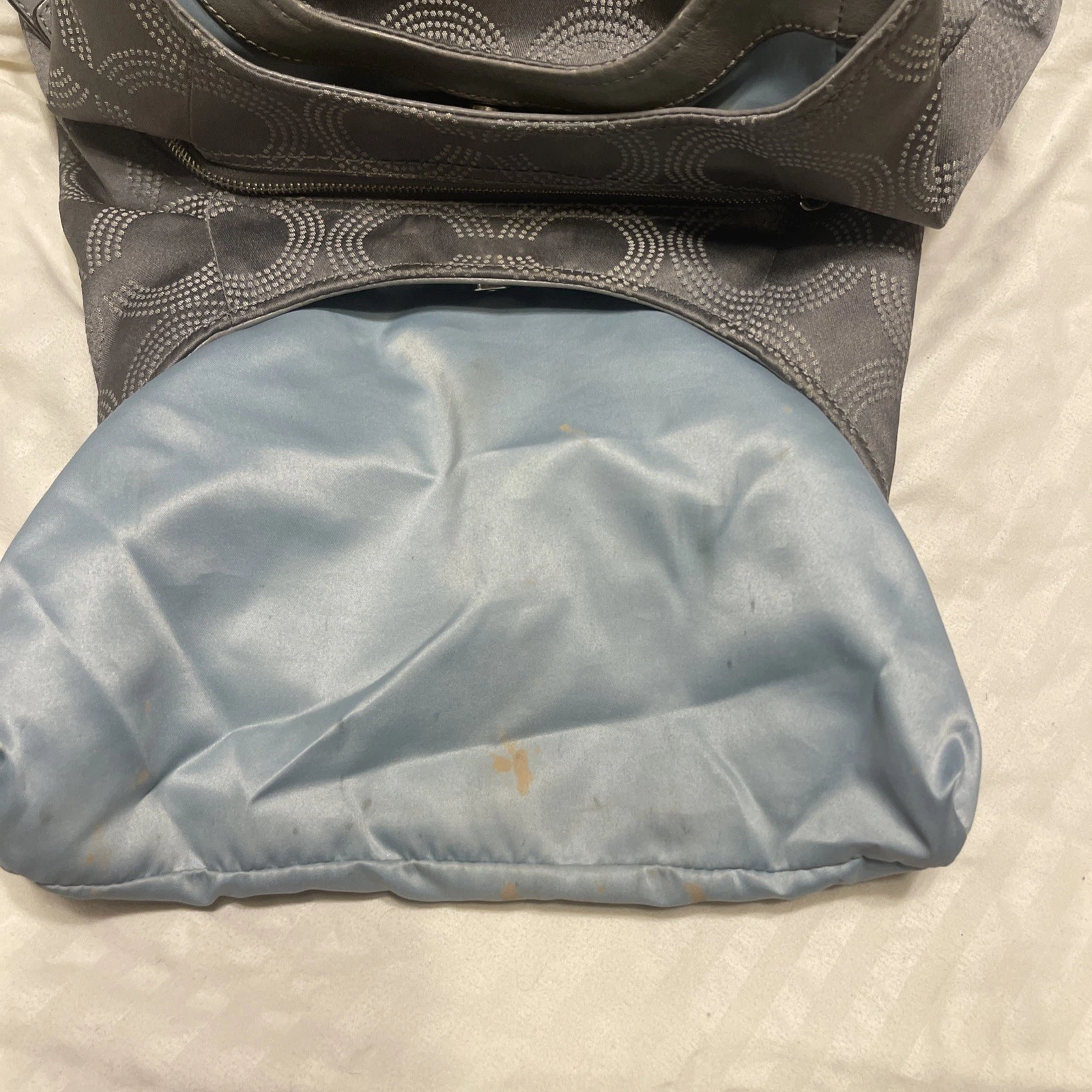 Borsa a tracolla Coach Madison Maggie OpArt argento firma e pelle grigia