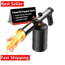 Propane Torch with One-Touch Max Fire, Cooking Blow Torch Gun with a Safety L...