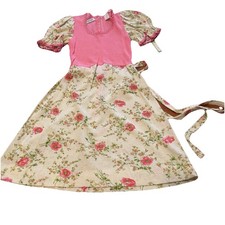 Vtg 60s Joseph Magnin Dress Prairie Cottage Core Pink Floral Puff Sleeves 11 NOS