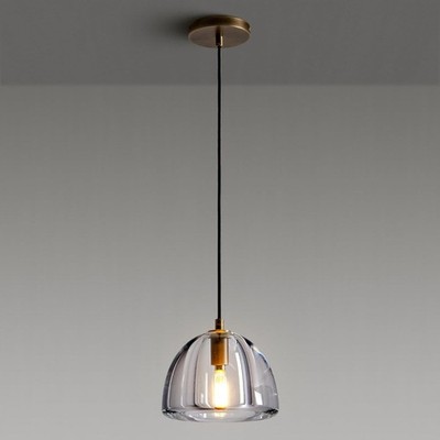 Brass Crystal Hemisphere Pendant Light Fixture, E12 Bulb Included