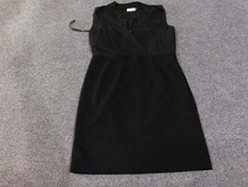 Calvin Klein Dress Womens 14 Black Sleeveless Sheath V Neck Career Office Chic