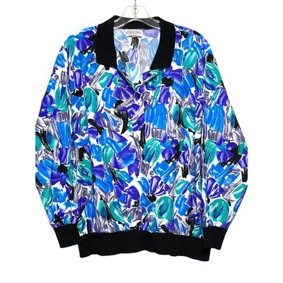 VTG Copy Cats Abstract Artsy Top Womens XL Retro 80s Hipster USA Brush Strokes