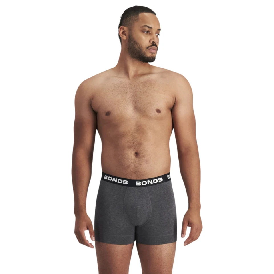 5 x Bonds Mens Total Package Trunks Ashphalt Marle Underwear