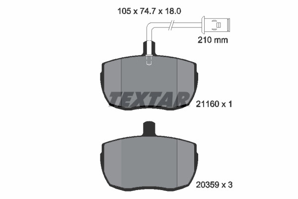Plaquettes de frein Textar 2116002 pour Alfa Romeo avec garniture organique standard
