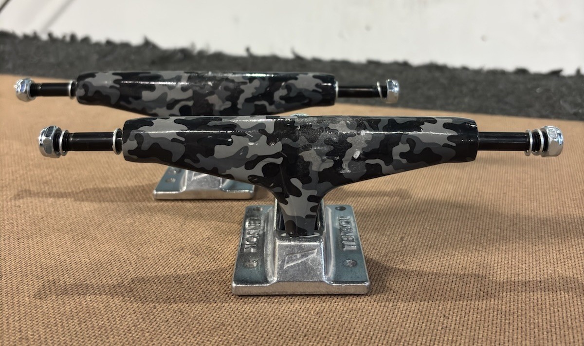 Set Of Two (2) Camo Tensor Skateboard Trucks - 8.25&rdquo; - Alloy - Intro Friendly!