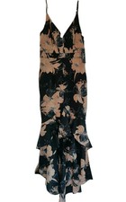 Lulus Dress Sz: S NWT  Womens Black Mermaid Sleeveless Floral Dropwaist Maxi