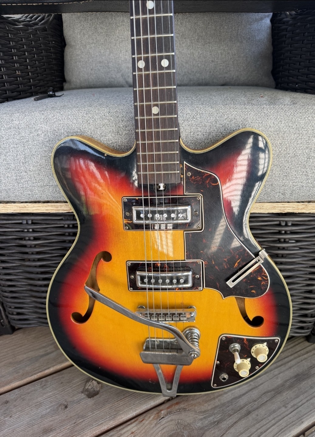 Tiesco Mid 60s EP Series Acoustic Electric Guitar with hard case