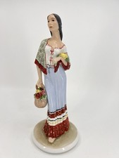 Vintage Porcelain Lady with Flowers Figurine - 1970s Alba iulia Made In Romania